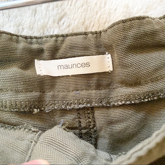 Maurices Button Front Paperbag Skirt army green cotton lyocell blend size 12 - Picture 6 of 7